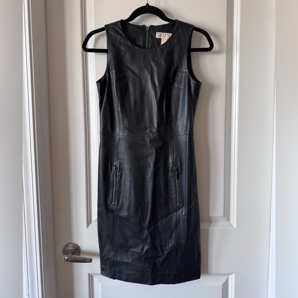 Michael Kors Genuine Black Leather Dress - Picture 2 of 4